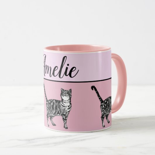 Baby roze witte tablet katten kattenkatten Whimsic Mok (Voorkant rechts)