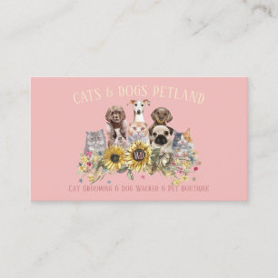 Baby Roze zonnebloem Dog Walker Cat Grooming Pet Visitekaartje
