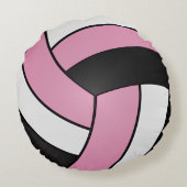 Baby roze, zwarte en witte volleybal | DIY-naam Rond Kussen (Achterkant)
