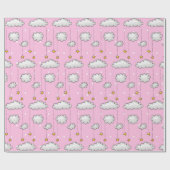 Baby Roze Zwitserse Stippen en sterren Cadeaupapier (Vlak)