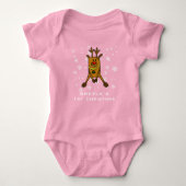 Baby`s 1e Kerst Schattige Herten Sneeuwvlok Roze M Romper (Voorkant)