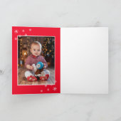 Baby`s 1e Kerstmis Santa Hat Sneeuwvlok Foto Kaart (Binnen)