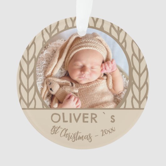 Baby`s 1st Christmas Knitting Photo  Ornament (voorkant)