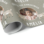 Baby’s 1st Christmas Reindeer Keepsake Photo Cadeaupapier (Rol Hoek)