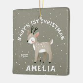 Baby’s 1st Christmas Reindeer Keepsake Photo Keramisch Ornament (Links)