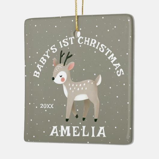 Baby’s 1st Christmas Reindeer Keepsake Photo Keramisch Ornament (Links)