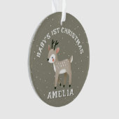 Baby’s 1st Christmas Reindeer Keepsake Photo Ornament (voorkant)