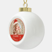 Baby`s 1st Christmas Santa Hat Knitting Photo Keramische Bal Ornament (Rechts)