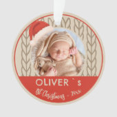 Baby`s 1st Christmas Santa Hat Knitting Photo Ornament (voorkant)