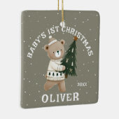 Baby’s 1st Christmas Tree Bear Keepsake Photo Keramisch Ornament (Rechts)