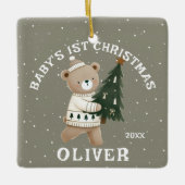 Baby’s 1st Christmas Tree Bear Keepsake Photo Keramisch Ornament (Voorkant)