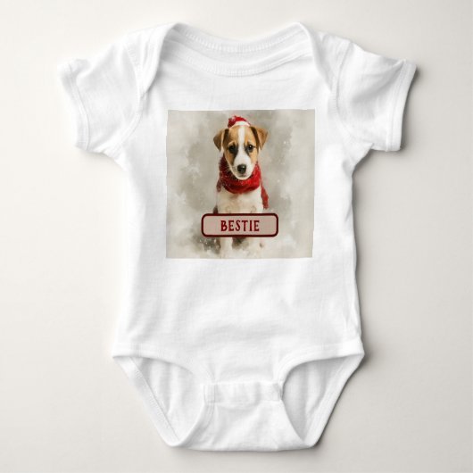 Baby’s Christmas Bodysuit – Cute Bestie Dog Design (Voorkant)