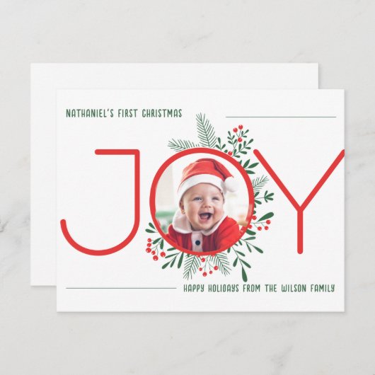 Baby’s eerste kerst Kaart met vrolijk design (Voorkant / Achterkant)