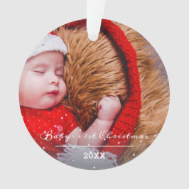 Baby`s Eerste Kerst Script Kerst Foto Ornament