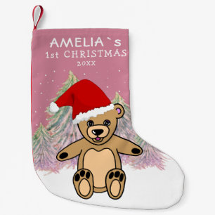 Baby`s Eerste Kerst Teddybeer Sinterklaas Hoed Kleine Kerstsok