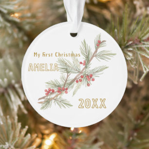 Baby`s Eerste Kerstmis Hulst Winterloof Ornament