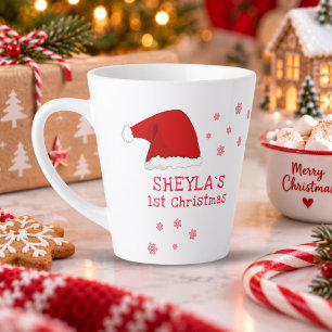 Baby`s Eerste Kerstmis Kerstman Hoed Sneeuwvlok Ko Latte Mok