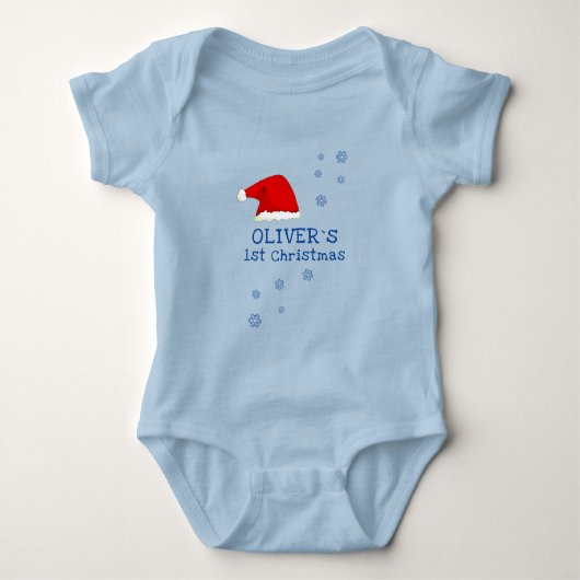 Baby`s Eerste Kerstmis Kerstmannenhoed Sneeuwvlok Romper (Voorkant)