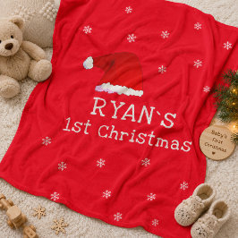 Baby`s Eerste Kerstmis Rode Kerstman Hoed Sneeuwvl Fleece Deken