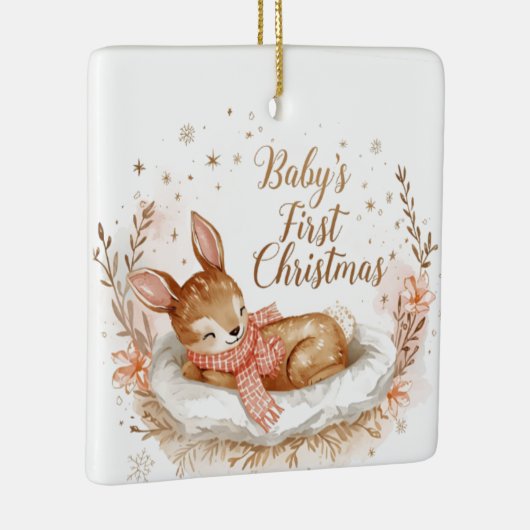Baby’s First Christmas A Square Keepsake  Keramisch Ornament (Rechts)