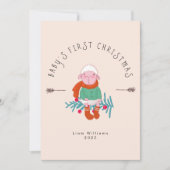 Baby’s First Christmas Adorable Lamb  Ornament Feestdagenkaart (Voorkant)