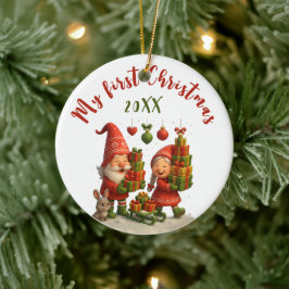 Baby’s First Christmas - Cute Holiday Gnomes Keramisch Ornament