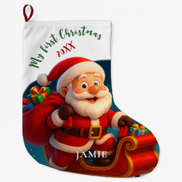 Baby’s First Christmas - Cute Holiday Santa Grote Kerstsok