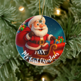 Baby’s First Christmas - Cute Holiday Santa Keramisch Ornament