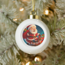 Baby’s First Christmas - Cute Holiday Santa Keramische Bal Ornament