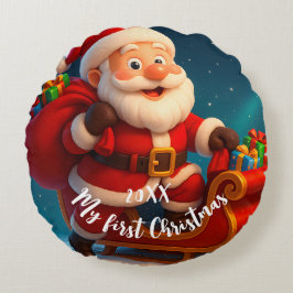 Baby’s First Christmas - Cute Holiday Santa Rond Kussen