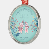 Baby’s First Christmas cute Pig and Bear Metalen Ornament (Links)