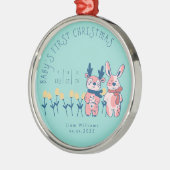Baby’s First Christmas cute Reindeer Friends Metalen Ornament (Links)