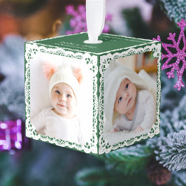 Baby’s First Christmas Forest Green Custom 4 Photo Decoratie