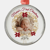 Baby’s First Christmas Gold Wreath Metalen Ornament (Voorkant)