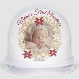 Baby’s First Christmas Gold Wreath Photo Sneeuwbol