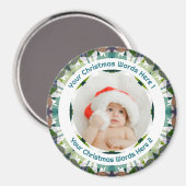 Baby’s First Christmas Green Photo Gift Keepsake Magneet (Voorkant / Achterkant)