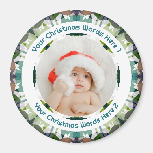 Baby’s First Christmas Green Photo Gift Keepsake Magneet (Voorkant)