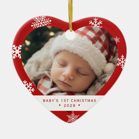 Baby’s First Christmas Heart Shaped Photo Ornament (Voorkant)