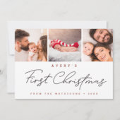 Baby’s First Christmas Modern Photo Collage Feestdagenkaart (Voorkant)