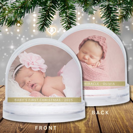 Baby’s First Christmas Personalized 2-Photo Gift Sneeuwbol