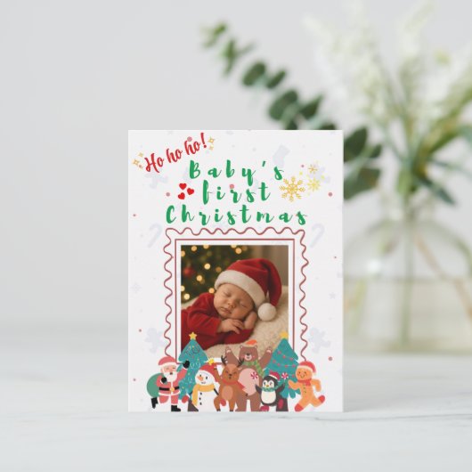 Baby’s First Christmas Personalized Briefkaart (Staand voorkant)