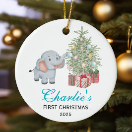 Baby’s First Christmas Personalized Elephant Keramisch Ornament