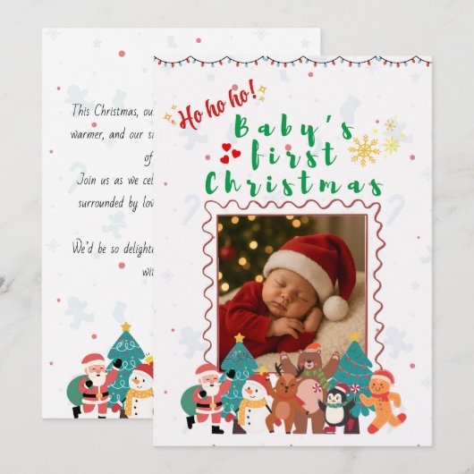 Baby’s First Christmas Personalized Kaart (Voorkant / Achterkant)