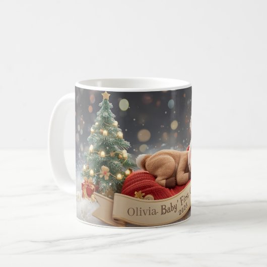 Baby’s First Christmas Personalized Mug Koffiemok (Voorkant links)