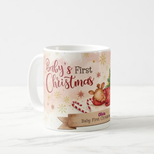 Baby’s First Christmas Personalized Mug Koffiemok (Voorkant links)