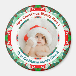 Baby’s First Christmas Red Green Family Photo Gift Magneet