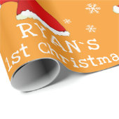 Baby`s First Christmas Red Santa Hat Snowflake Cadeaupapier (Rol Hoek)