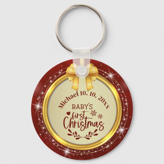 Baby’s First Christmas, Red Snowflake, 2-Sided Sleutelhanger (Achterkant)