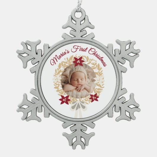 Baby’s First Christmas Snowflake Photo Ornament (Voorkant)