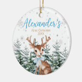 Baby’s First Christmas Woodland Reindeer Keramisch Ornament (Links)